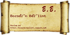 Bozsán Bálint névjegykártya